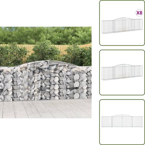 Gabionen mit Hochbogen 8 Stk. 400x50x100/120cm Verzinktes Eisen - Gabionen - Gabionenkorb - Gartendeko - Ziergarten - Zaun (1/5)