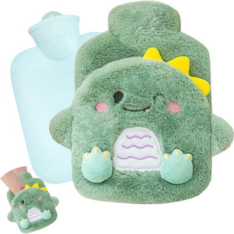 Bouillotte avec housse,Bouillotte d'eau Chaude,Bouillotte Peluche,Mini bouillotte,Mini sac à eau chaude en silicone,Sûr et Durable Bouillotte en l'hiver Recyclable, pour Dames, Hommes et Enfants (1/5)