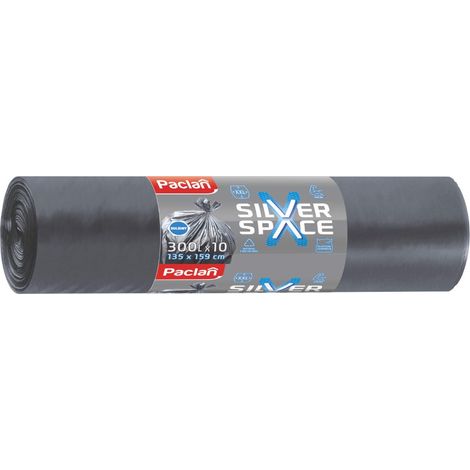 Müllsäcke 300L Maxi, 10 Stück, Silber, Space Paclan
