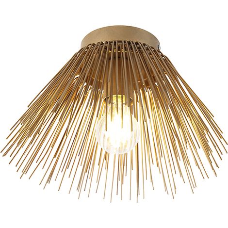 QAZQA Lampada da soffitto broom - rustico - Acciaio - Oro/Ottone - Tondo Max. 1 x Watt