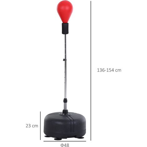 Punching-ball de pie ajustable 136-154 cm con guantes, base con ventosas, negro y rojo OKMYHOME (1/5)