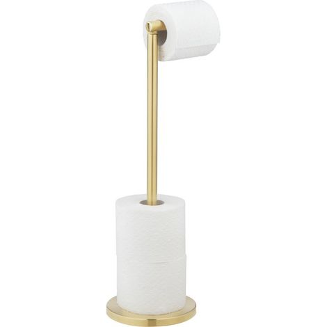 Porte-papier toilette sur pied en inox doré, support WC design salle de bain (1/5)
