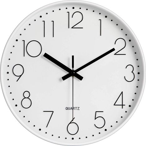 GROOFOO Horloge murale moderne à quartz silencieuse de 12 pouces avec chiffres arabes sans vérification accessoire de décoration pour la maison (blanc) (1/5)