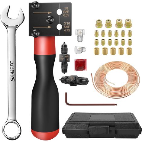 Kit D'évasement pour Conduites de Frein SAE - Clé à Cliquet de 17mm, pour Conduites de Frein de Voiture de 4,75 Et 6,35mm - avec CâBle de Frein de 7,62m de Diamètre (1/5)