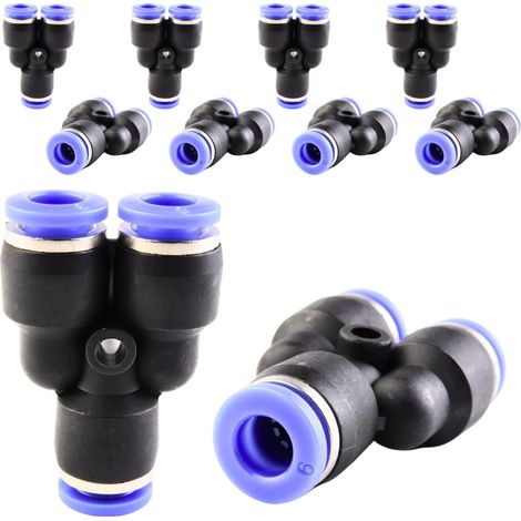10 pièces 16 mm répartiteur en Y à 3 voies, raccord pneumatique, rapide plastique raccords Push to Connect, adaptateur de conduite d'air PY - PY-6mm (1/5)