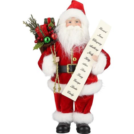 Figurine de Père Noël, Debout de Père Noël Rouge 30.5cm/12in Traditionnelle Décoration de Noël Chiffres Noël Mignon Ornement pour Les Ornements de Table Fête de Noël (1/5)