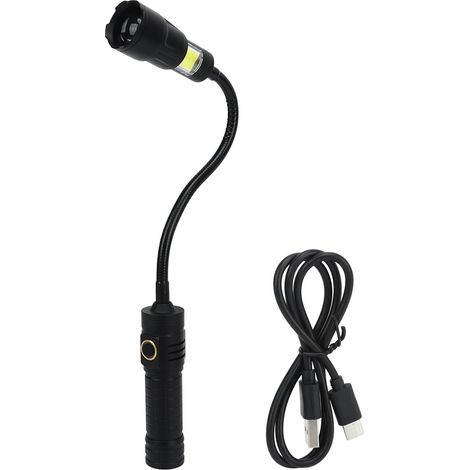 Lampe de Travail LED 1000LM Magnétique et Flexible avec Zoom et Éclairage Latéral COB, Rechargeable Type C (1/5)