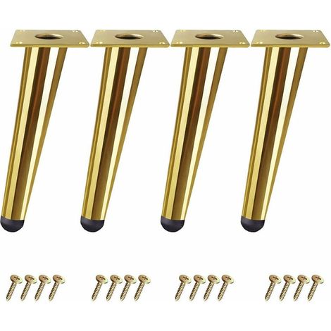 CHOYCLIT Pied de meuble,Lot de 4 Pieds Or de Table 10cm Cône Obliques Pieds Meuble pour Lit Armoire Chaise avec Vis (1/5)
