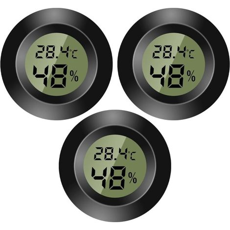3er-Set Mini-Digitalthermometer – Temperatur- und Feuchtigkeitsmonitor – Hygrometer – Für Kinderzimmer, Gitarrenbrutkästen, Reptilien, Autogewächshäuser – Schwarz – Crezuo
