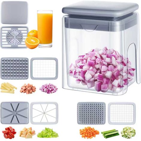 Appareil ménager, coupe-légumes multifonctionnel, outil de cuisine pour hacher les légumes, outil à découper en dés, coupe-légumes à pression. (1/5)