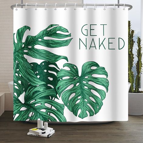 Rideau de Douche imperméable à Feuilles Vertes Tropicales Minimalisme Moderne Monstera Tissu Polyester Blanc résistant à la moisissure Décoration de Salle de Bain pour la Maison 120x180cm (1/5)