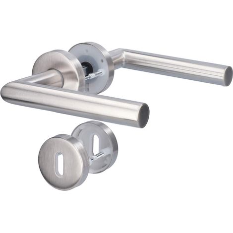 Alpertec 88020500 Maniglia per porta Moskau-II in acciaio inossidabile con rosetta Ø 52mm (1/4)