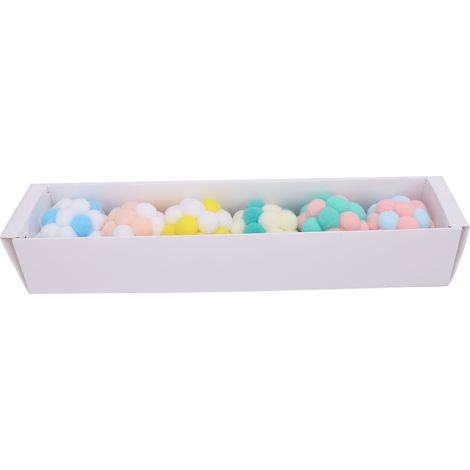 Boule de jouet en peluche pour chat, 6 pièces, avec cloche à l'intérieur, à mâcher interactif, doux et sûr pour chatons (1/5)