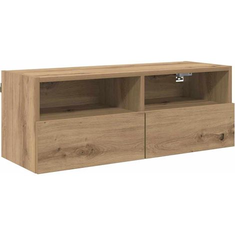 Meuble TV,Banc Tv Moderne,Meuble De Rangement mural Montage mural Chêne artisanal 80 x 30 x 30 cm CFW42926 (1/5)