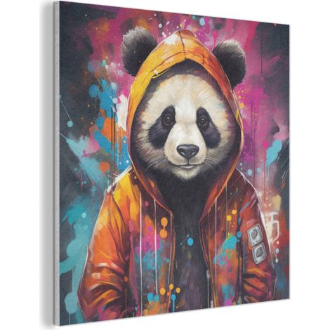QUADRO ACUSTICO Panda - Giacca - Graffiti - Arancione 90x90 cm (1/5)
