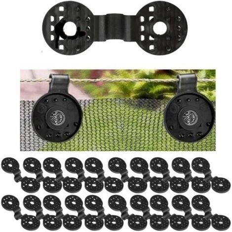 Packung mit 20 Befestigungselementen für Schattierungsnetze, Schilfzäune, Terrassenspaliere und Markisen. (1/5)
