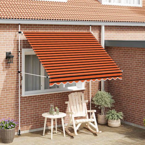 Store banne rétractable, à commande manuelle, 250 cm, orange et marron