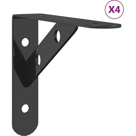 Staffe per Mensola  Scaffale  Ripiano 4 pz 15x2,5x11,5 cm in Acciaio Inox Nero (1/5)