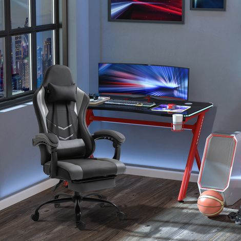 MEUBLIV sedia gaming nera 62 x 52 x 122-128 cm – reclinabile, poggiapiedi (1/5)