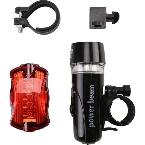 2-teiliges Set mit 5 LED-Fahrradlichtern, Vorder- und Rücklicht sowie Befestigungssitz (1/5)