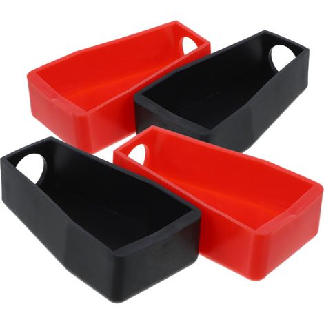 cache-bornes de batterie en caoutchouc flexible - Capuchons de protection pour bornes positives et negatives - Noir et rouge - Isolateurs de cable pour voiture, moto et velo (1/5)