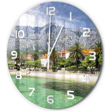 Horloge Murale Ronde Cadeau Original Verre Silencieuse pour Maison Salon Plage en Croatie fi 60 cm (1/5)
