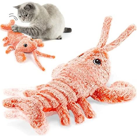 Jouet interactif en forme de homard pour chat, jouet pour chat en mouvement activé par le mouvement, avec paquets d'herbe à chat, rechargeable par USB, lavable, jouet d'exercice en peluche pour (1/5)