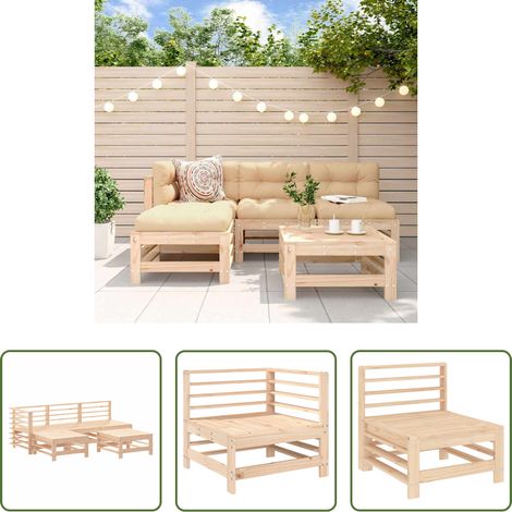 Holzsofa - 5-tlg. Garten-Lounge-Set Massivholz Kiefer (1/5)