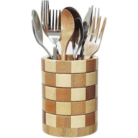 Besteckhalter aus Bambus, Besteckorganizer, Küchenutensilienhalter aus Holz (1/5)