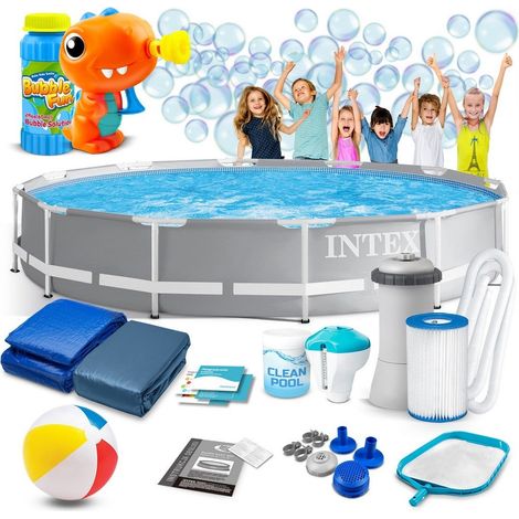 Piscine de jardin frame 366 x 76 cm 16en1 intex 26712 machine a bulles offerte