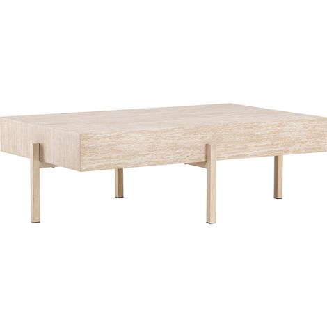 Table Basse Effet Travertin "Vadholmen" 126cm Beige (1/5)