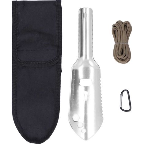 Pelle de Camping Polyvalente en Alliage d'Aluminium Multifonction pour Randonnée et Survie Argentée (1/5)