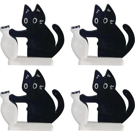 4 imanes de nevera con forma de gato，imanes para mini jarrones，imanes para nevera，imanes bonitos para nevera，imanes autoadhesivos para salón (1/5)
