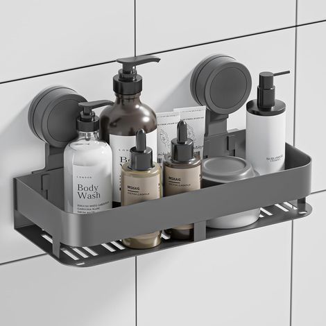 Étagère Douche Ventouse, Etagere Salle de Bain sans Perçage, Gris (1/5)