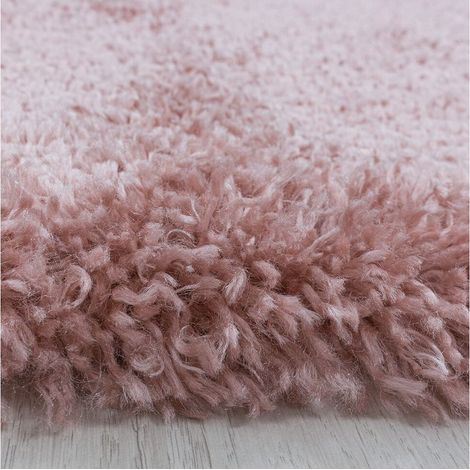 Tapis shaggy moelleux uni rond Matheo Rose Ø 160 (1/5)