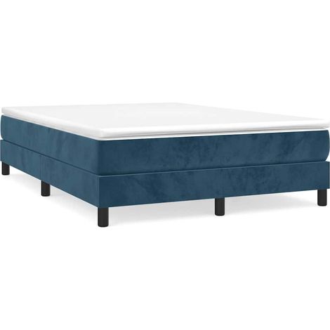 Maison Exclusive - Struttura Letto a Rete a Molle Blu Scuro 140x190 cm in Velluto (1/5)