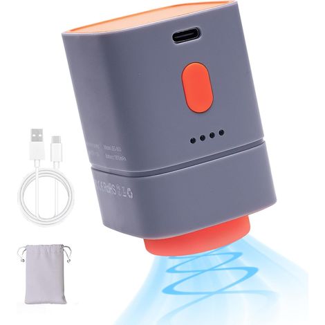 Pompe à Vide Portative sans Fil pour Sacs - 4500 PA, 25W, 1800mAh, USB-C, Compacte et Puissante (Gris/Orange) pour Voyage et Rangement Maison (1/5)