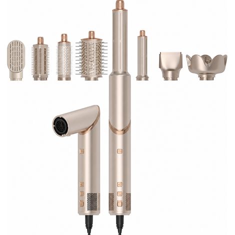 Brosse soufflante ionique 8-en-1, sèche-cheveux et boucleur multifonction, doré, 240 V UK (1/5)