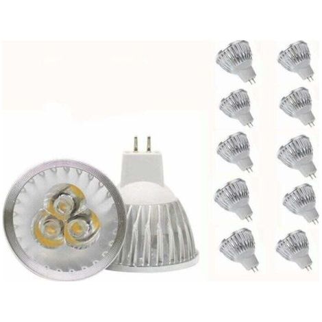 Ampoule LED MR16 Ampoule LED MR16 3W blanc chaud GU5.3 Ampoule LED MR16 12V 3W Ampoule spot LED, adaptée à l'éclairage paysager sur rail encastré, équivalent halogène 20W, 10 packs