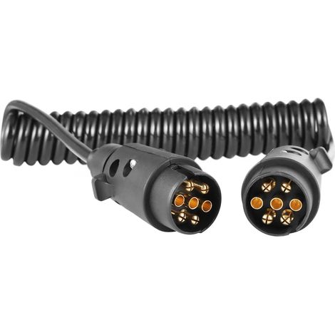 7-poliges Anhänger-Verlängerungskabel, 2,8 m, 12 V Spiral-Verlängerungskabel, 7-poliger Anhängerkabel-Stecker für Wohnwagen, Fahrzeug, Auto, Wohnmobil