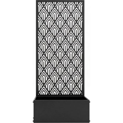 Jardinera de metal con celosía, negra, 45 x 21,5 x 110 cm (1/4)