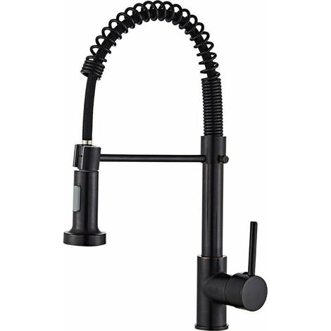 Kitchen mixer tap Matte black kitchen faucet with pull-out sprayer black (1/5)