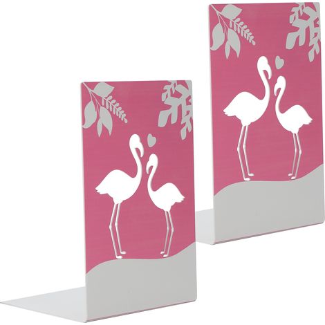 2 Pièces de Serre-Livres en Métal Stabilisateur de Bureau pour Bibliothèque - Support Étagère Maison/Bureau Flamingo (1/5)