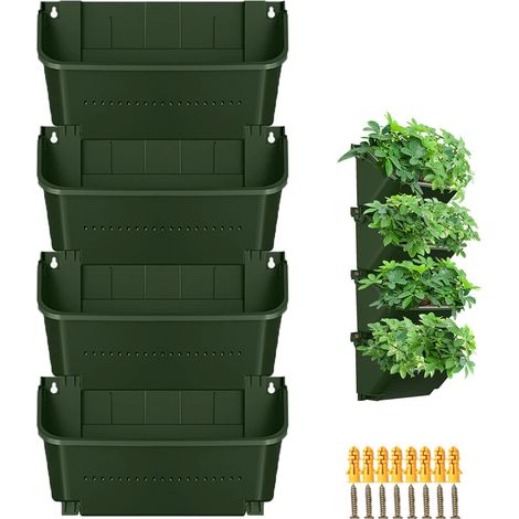 Plante Murale Verticale Suspendue, Sacs de Fleurs à Suspendre 4 pièces Mur Vertical pour Plantes Jardin Vertical pour Balcon Clôture Jardin Maison Décor (1/5)