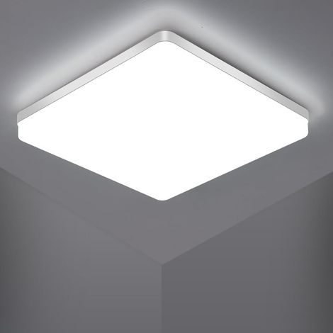 GOECO Plafonnier LED carré, 30 cm 48W 6500K IP54 Lampe de plafond ultra-fine, blanc froid (1/5)