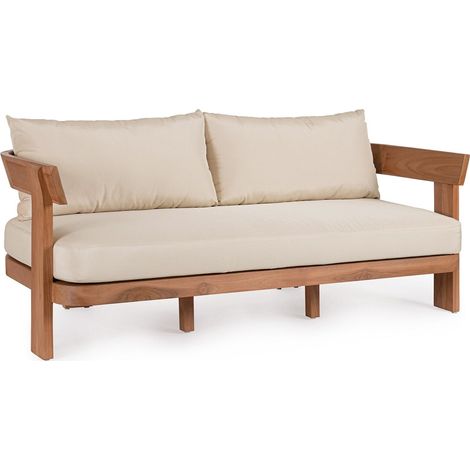 Divano "Evora" struttura in teak con cuscini da giardino e veranda (1/5)