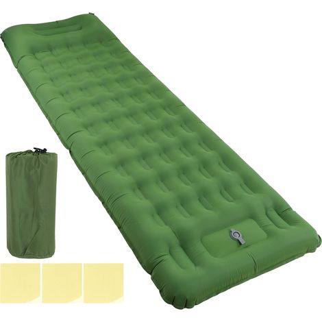 Matelas de Camping Gonflable Vert Olive Imperméable Ergonomique 60s Gonflage Rapide Anti-Fuite (1/5)