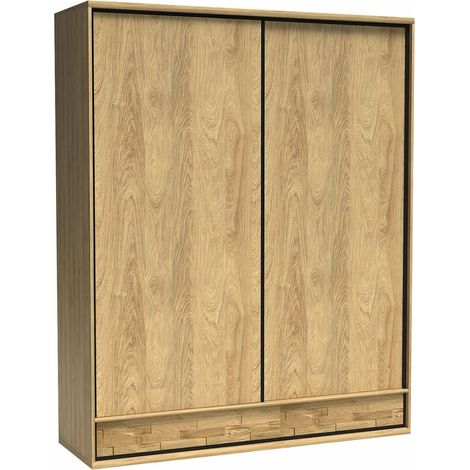 Armario Etrmoni 109, Luminoso madera + Roble, 221x177x59cm, Puertas de armario: Correderas, Número de estantes: 2 (1/5)