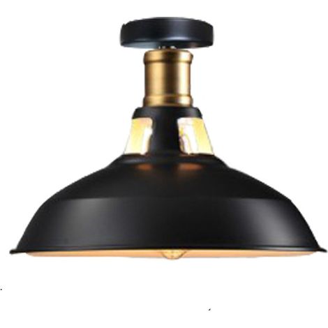 Lampe De Plafond Rétro Plafonnier En Fer Métallique Luminaire Plafonnier D'Intérieur Vintage E27 Pour Chambre À Coucher, Restaurant (Noir)