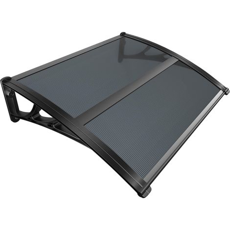 Auvent de Porte d'entrée Toit Marquise en Polycarbonate Porte Résistante Toit Abri Protection Contre La Pluie et UV 100x80cm Anthracite (1/5)